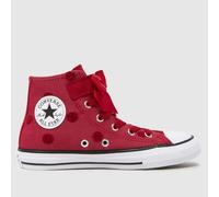 Converse Red All Star Hi 1V Girls Junior Trainers UK 2 (EU 34)