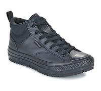 Converse Unisex Chuck Taylor All Star Malden Street Mid High Sneaker Boot Leather - Lace up Closure Style - Black, Black/Black/Black, 12 Women/10 Men