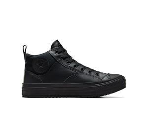 Converse Unisex Chuck Taylor All Star Malden Street Mid High Sneaker Boot Leather - Lace up Closure Style - Black, Black/Black/Black, 12.5 Women/10.5 Men