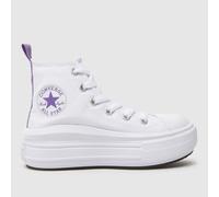 Converse White All Star Move Hi Girls Junior Trainers UK 10 (EU 27)