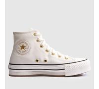 Converse White & Gold All Star EVA Lift Platform Girls Youth Trainers UK 4 (EU 37)