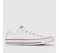 Converse Women's All Star Ox Trainers in White & Red, Striped, Leather, Size: 4.5 UK 4.5 (EU 37)