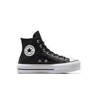 Converse Womens Leather Lift Hi Top Trainers - Black, Black/White, Size 4, Women Black/White
