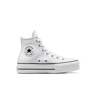 Converse Womens Leather Lift Hi Top Trainers, White/Black, Size 7, Women White/Black