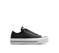 Converse Womens Leather Lift Ox Trainers, Black/Black/White, Size 5, Women Black/Black/White