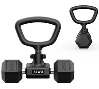 Convert Dumbbells into Kettlebell by SEWD - Adjustable Weights & Up to 220LB Capacity Kettlebell Handle for Weight Lifting, 90-Degree Rotating Handle, Compatible with Dumbbells (max 1.5" handle
