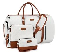 Convertible 2-in-1 Garment Bags for Travel, Carry On Garment Duffle Bag With Shoe Compartment Large Weekender Bag for Women Men Hanging Suitcase Suit Travel Duffel Overnight Bags 4pcs Set, White,