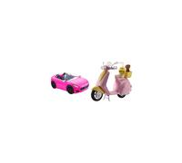 Convertible 2-Seater Vehicle, Pink Car with Rolling Wheels & Realistic Details, Gift for 3+ & Mo-Ped with Puppy, Motorbike for Doll, Pink Scooter,