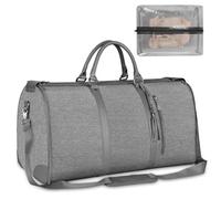 Convertible Carry-On Duffle Bag with Shoe Pouch - Water-Resistant & Hanging Design for Travel - Grey