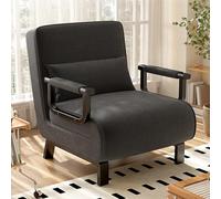 Convertible Chair Bed, Foldable 1 Seater with Sturdy Iron Frame, Padded Lazy Sofa Bed, Adjustable Backrest & Pillow, Chaise Lounger for Home & Office