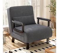 Convertible Chair Bed, Foldable 1 Seater with Sturdy Iron Frame, Padded Lazy Sofa Bed, Adjustable Backrest & Pillow, Chaise Lounger for Home & Office