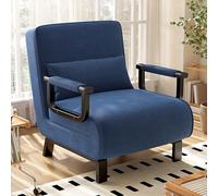 Convertible Chair Bed, Foldable 1 Seater with Sturdy Iron Frame, Padded Lazy Sofa Bed, Adjustable Backrest & Pillow, Chaise Lounger for Home & Office