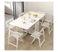 Convertible Dining Table Set with Oak Drop Leaf - Space-Saving Furniture for Small Apartments & Kitchens, Includes 6 Stylish Chairs, 55in Design