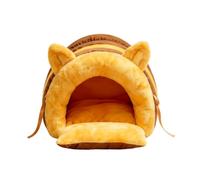 Convertible Dog Cave Bed, Washable Plush Cat Hideaway with Cushion Pad | Drawstring Opening and Side buckle Let the Plush Cave Fold Flat, with a Double-Sided PP Cotton Pad for Indoor Pet Rest