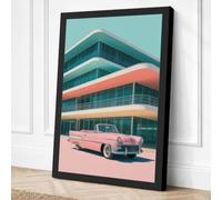 Convertible Dreams Retro Canvas Wall Art Print 24x16 (61×40.6cm) Black,