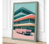 Convertible Dreams Retro Canvas Wall Art Print 24x16 (61×40.6cm) Sage,