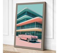 Convertible Dreams Retro Canvas Wall Art Print 24x16 (61×40.6cm) Taupe,