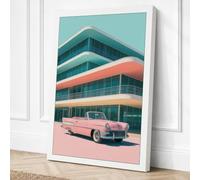 Convertible Dreams Retro Canvas Wall Art Print 36x24 (91.4×61cm) White,