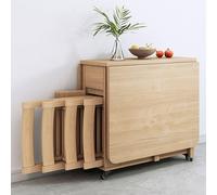 Convertible Drop Leaf Dining Table Set with 4 Chairs - Wooden Folding Desk with Storage for Office Living Room Restaurant