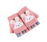 Convertible Fingerless Gloves for Kids Winter Warm Flip Top Gloves Soft Lined Fleece Thermal Gloves Hand Warmer (6-10Y)