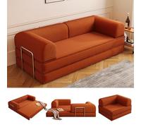 Convertible Folding Sofa Bed, 3 in 1 Boneless Couch with Armrest & Fixed Frame, Corduroy Modular Sectional Sofa Chair for Living Room and Office