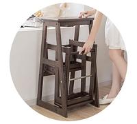 Convertible Folding Step Stool - Solid Wood Ladder Chair for Home Library & Display - Space-Saving Design - 2 Sizes (Brown, 37.7x61x70.5CM)