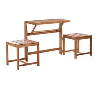 Convertible Multifunctional Garden Picnic Outdoor Foldable Bench Bistro Set Natural Acacia Wood Tuenno