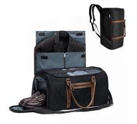 Convertible Garment Bag for travel, Garment Duffle Bag with Organizer Insert Mesh Bag, Carry on Foldable 3 in 1 Hanging Suit Bag with Shoulder Straps for Men Women Large Weekender Bag, Black