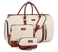 Convertible Garment Duffel Bag for Travel - Carry On Garment Bags with Toiletry Bag Large Weekender Bag for Women Men 2 in 1 Hanging Suitcase Suit Travel Duffel Overnight Bags 4pcs Set, 1-Off White,