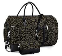 Convertible Garment Duffle Bags for Travel - Carry On Garment Bags With Toiletry Bag, Large Weekender Bags for Women Men 2 in 1 Hanging Suitcase Suit Travel Duffel Bags, 8-Green Leopard 4pcs, L