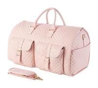 Convertible Leather Garment Bag for Women - 2 in 1 Hanging Suitcase With Shoe Pouch and Travel Duffle