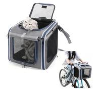 Convertible Pet Bike Bag Backpack - Bike Pet Carrier with Shoulder Strap, Breathable Mesh Ventilation, Removable Washable Pad & Safety Harness, Universal Mount for Bike Travel & Commuting