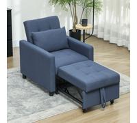 Convertible Single Chair Bed with Upholstered Fabric, Blue HOMCOM Blue One Size