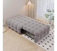 Convertible Single Sofa Bed Plush Fabric Puff Chair Modern Retractable Design Stylish Grey Upholstered Daybed for Living Room Space-Saving Furniture Solution