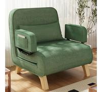 Convertible Single Sofa Bed with Adjustable Backrest Removable Washable Linen Cushion SpaceSaving Design for Living Room & Bedroom (Green)