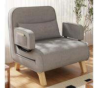 Convertible Single Sofa Bed with Adjustable Backrest Removable Washable Linen Cushion SpaceSaving Design for Living Room & Bedroom (Gray)