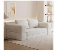 Convertible Sleeper Sofa Bed, Floor Folding Mattress Couch Comfy Fold Out Futon, Boneless Modular Loveseat for Living Room (Chenille Gray),White,150cm