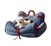 Convertible Small Dog Sofa Bed, Medium Pet Cat Nest Bed (Blue,58x45x32cm) | 3-In-1 Pet Bed for Cats&Small Dogs, Corduroy Cat Couch Blanket Pad, Cozy Raised Cushion with Removable Cover, Non-Slip Bottom