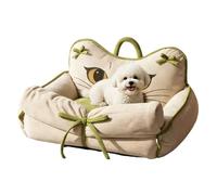 Convertible Small Dog Sofa Bed, Medium Pet Cat Nest Bed (White,50x40x30cm) | 3-In-1 Pet Bed for Cats&Small Dogs, Corduroy Cat Couch Blanket Pad, Cozy Raised Cushion with Removable Cover, Non-Slip Bottom