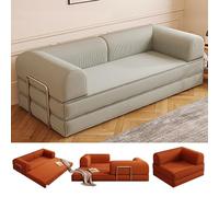 Convertible Sofa Bed, 3-in-1 Sleeper Couch with Fixed Frame and Armrest, Modular Sectional for Living Room and Small Spaces