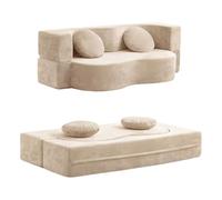 Convertible Sofa Bed, Comfy Fold Out Futon, Double Compression Vacuum Packed Sleeper Couch, No Assembly Required for Living Room