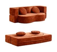 Convertible Sofa Bed, Comfy Fold Out Futon, Double Compression Vacuum Packed Sleeper Couch, No Assembly Required for Living Room