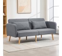 Convertible Sofa Bed, Fabric Sofa Couch with 2 Cushions for Living Room HOMCOM Grey 2 Person