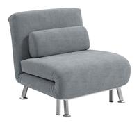 Convertible Sofa Bed Grey 75cm Linen-Feel Padded Upholstery Foldable 5-Position
