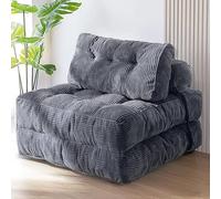 Convertible Sofa Bed - Portable Mattress Chair with Back Support, Soft Corduroy Fabric, Includes Pillows, Perfect for Living Room & Bedroom
