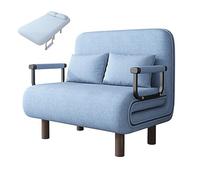 Convertible Sofa Bed with Foam Mattress - Folding Bed for 1 Person, Adjustable Backrest (5 Positions) - Light Blue Armchair for Living Room, Bedroom (190 * 100 * 28cm)
