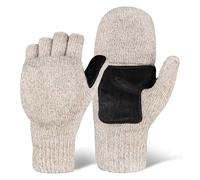 Convertible Winter Mittens - Mitts for Cold Weather - White - Large