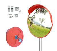 Convex flexible traffic mirror 30Cm Road Safety Mirror Outdoor Security Reversing Wide Angle Blind Spot Mirror for Garage Traffic Driveways Courtyard Warehouse with Bracket for 5Cm Pole