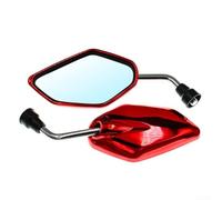 Convex Lens Motorcycle Mirrors Blind Spot Free(Red) | HD glass for surface, 180-degree rotation, eliminates blind spots, clear rear view, safe driving
