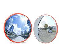 Convex Road Safety Mirror, Diameter 12inch 45cm Wide View Angle, Polycarbonate Unbreakable Traffic Mirror Orange for Blind Spot Security Surveillance with Wall Fixing Bracket